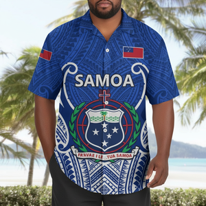 Camisa Hawaiana con Botones para <span class=keywords><strong>Hombre</strong></span>, Diseño de Águila Calva de Samoa Americana 2026, Estampado Tribal Samoano, Talla Grande, Informal, para Playa - Product Image 2