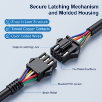 Kabel Harness Konektor Otomotif 6 Pin Male Female Heavy Duty untuk Rak Elektronik Industri