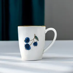 PITO Hand Painted Blue Porcelain Teacup Coffee Cups Household Ceramic Mug for Coffee Shop Restaurant Hotel HoReCa