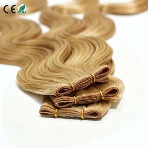Factory Direct Remy Hair Super Double Drawn Body Wave Genius Weft Hair Extension 14A Honey Blonde Human Hair Genius Weft Bundles - Product Image 1