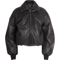Manteau en cuir véritable surdimensionné pour femmes, chaud pour l'hiver, veste en cuir noir