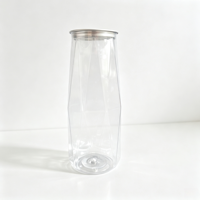 Boîte de boisson transparente en PET de qualité alimentaire avec couvercle en aluminium à ouverture facile, logo personnalisé disponible pour les sodas, les jus, les milk-shakes