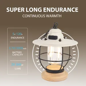 装飾的なヴィンテージキャンプランタン充電式テントハンギングランプLEDポータブル調整可能な明るさキャンプライト