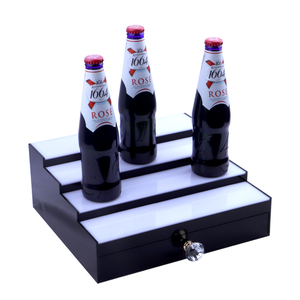 Exhibición de luz de botella caliente personalizada de fábrica, estante de exhibición de <span class=keywords><strong>cuatro</strong></span> <span class=keywords><strong>pasos</strong></span> con cajón, estante de exhibición de <span class=keywords><strong>vino</strong></span> personalizado, barra de hogar con Control remoto - Product Image 1