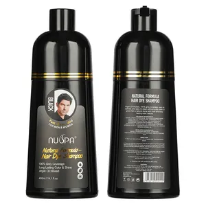 NUSPA Shampoo de ervas para cabelos pretos 3 IN I de marca própria, cobertura cinza, shampoo instantâneo de tintura de cabelo