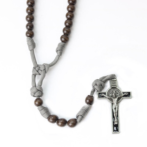 Gioielli Religiosi Cristiani, Rosario Robusto di San Benedetto con <span class=keywords><strong>Perline</strong></span> da 10mm e Cordino Paracord, <span class=keywords><strong>Collana</strong></span> Cattolica per <span class=keywords><strong>Uomo</strong></span>, Accessori per la Chiesa - Product Image 5