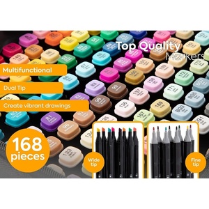 ปากกามาร์คเกอร์ NOVISON 24 30 40 60 80 168 สี หัวคู่ แบบสี่เหลี่ยม PET สำหรับงานศิลปะ - Product Image 2