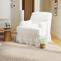 Canapé en tissu blanc monoplace de Style Vintage français crème princesse jupe bords dossier haut HomeStay chaise de maquillage pour salon