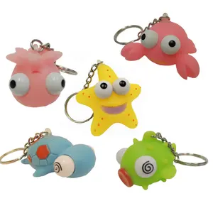 Promotional Souvenir Spielzeug Small Capsule Toy Vinyl PVC Sea Animal Eye Popper Keychain für Vending Machine