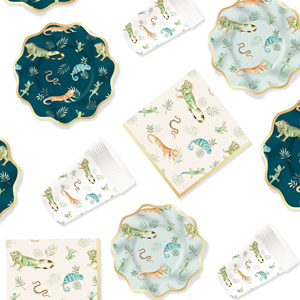 DAMAI New Customized Animal Theme <b>Disposable</b> Dessert Dinner Paper Plates Cups Napkin Tableware Set Party Supplies - Product Image 4