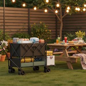 Chariot de Jardin Pliant Portable pour Plage, Pêche, Camping, Shopping et Bagages à Main - Product Image 1