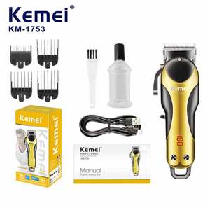 Tondeuse à cheveux électrique Kemei KM-1753, corps métallique, double lame, rechargeable, écran numérique, pour hommes. - Product Image 2