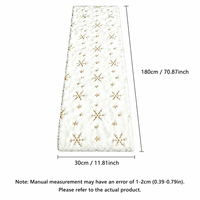 Chemin de table de Noël de luxe en tissu blanc avec sequins flocons de neige dorés, fausse fourrure pelucheuse, décoration d'hiver pour dîner de fête