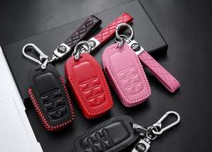 Toyota Prado Camry Land Cruiseravalon 새로운 스타일 교수형 폐쇄 카드 홀더 자동차 키 케이스 용 수제 가죽 스마트 키 지갑 - Product Image 5