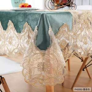 Tovaglie e <span class=keywords><strong>Runner</strong></span> Rettangolari in Pizzo Stile Americano, Tovaglie in Velluto per Matrimoni <span class=keywords><strong>con</strong></span> Bordo in Macramè - Product Image 4