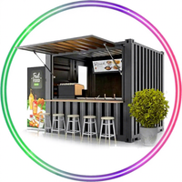 Kiosque de conteneur d'expédition à faible coût, restaurant-bar moderne en conteneur extérieur à vendre, snacks et nourriture