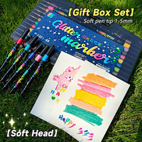 Marqueurs à pointe souple scintillants pour enfants, kit de dessin artistique, aquarelle, stylos chatoyants pour amateurs