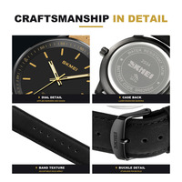 Jam Tangan Kulit Pria SKMEl 2034 Custom Grosir, Jam Tangan Olahraga Tahan Air, Arloji, Set Hadiah Jam Tangan untuk Pria