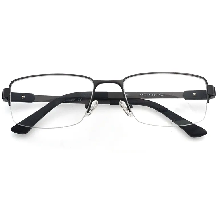 Factory Wholesale Vintage Men Business Style Half Rim Metal Frame Optical Glasses