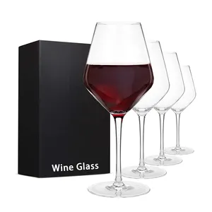 Customized Hand Blown Medium Length Stem Champagne Glass Wine Glasses Party Drinking Glassware Red Wine Glass Set Gift Box