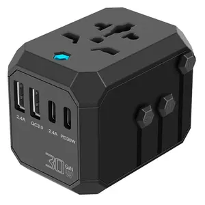 Amazon Bestseller Universal Travel Adapter US EU AU UK Plug All-in-one with 2 USB C PD30W Charger Worldwide Travel Plug Adapter