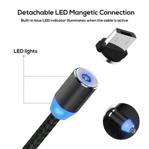 2.4A Fast Charging Nylon Braided LED Magnetic <strong>USB</strong> <strong>Cable</strong> <strong>3</strong> in 1 Magnetic <strong>Cable</strong> 1 Meter Micro <strong>Usb</strong> Type C Date Charging <strong>Cable</strong> - Product Image 4