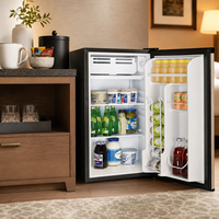 Réfrigérateur à porte réversible à isolation en mousse solide 90L 0-10 ° Mini-réfrigérateur compact avec thermostat réglable pour boissons d'hôtel