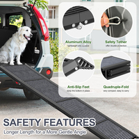 Rampe pour chien améliorée pour voiture Rampe d'escalier portable pliable pour animaux de compagnie avec surface de tapis antidérapante Marches pour chien extra larges pour SUV voiture et camion