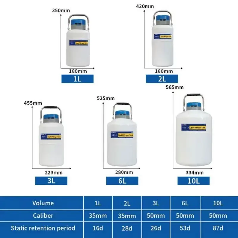 6 Liter kleiner Kapazitätsbehälter für Luftfahrt Aluminium flüssiger Stickstoff Kryotanlage Biolaufbewahrungstank