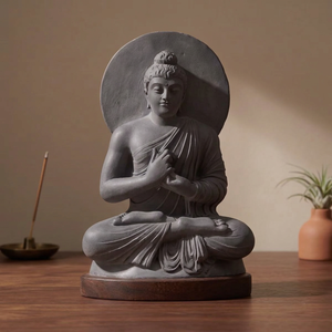 Gandhara Style Preaching <b>Buddha</b> Sculpture Inspired by Ancient Buddhist Art and Traditional Spiritual Heritage Decor - Product Image 1