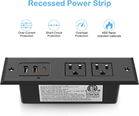 Multiprise encastrable avec port USB-C 20W, port USB-A à charge rapide, prise de bureau, station de charge dissimulée pour table d'appoint