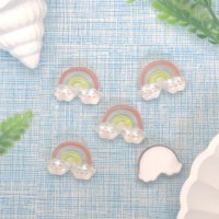 Decoración de Resina Plana con Diseño de Mariposa Arcoíris de Dibujos Animados Kawaii para Manualidades, Scrapbooking y Joyería