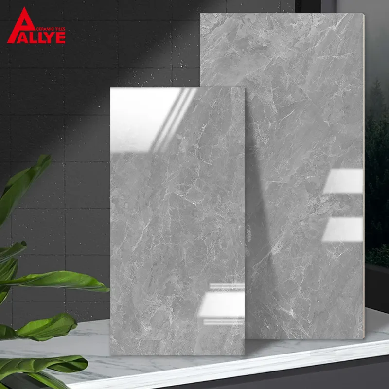 Dark grey lớn men tường sứ 600x1200 slab lớn sàn đá cẩm thạch gạch