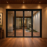 Porte pliante moderne en alliage d'aluminium résistant aux ouragans, porte vitrée à double battant, finition noire mate pour maison, bureau, villa, véranda