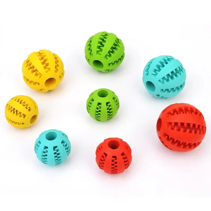 Mainan tumbuh gigi anjing karet alami tahan lama mainan bola pengumpan kunyah anjing Ultra peliharaan interaktif