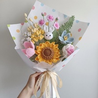 Bouquet de fleurs au crochet fait à la main marguerite tournesol arrangement floral tricoté Unique bricolage personnalisé fibre Art cadeau Thanksgiving