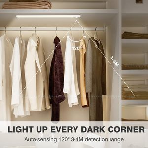 Sensor de movimiento recargable por USB, iluminación <span class=keywords><strong>Led</strong></span> montada en la pared debajo del gabinete, <span class=keywords><strong>luces</strong></span> de armario inalámbricas para muebles, escaleras de cocina - Product Image 4