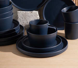 16 Pcs Dark Blue Matte Ceramic Dinnerware Set, Modern Minimalist Round Plates Bowls Mugs Tableware Set For Home Kitchen - Product Image 3