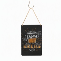 Placa Metálica Pequeña Resistente a la Intemperie, con Diseño Personalizado de Cervezas y 'Cheers', Letrero Decorativo de Metal Recubierto y Duradero con Gancho