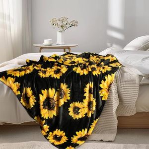 Couverture de camping double face en flanelle légère et douce pour femme, motif tournesol, 50x60 pouces, pour adulte et fille - Product Image 4