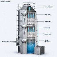 Système de lavage à l'eau industriel en acier inoxydable haute efficacité pour l'élimination des gaz acides et le contrôle de la pollution atmosphérique dans les usines chimiques