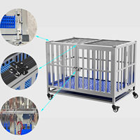 Cage pour animaux de compagnie à double porte en acier inoxydable avec roues, cage à chien et enclos pour chat robustes et mobiles pour la maison et le commerce