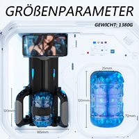 Elektrisches Teleskop-Masturbationsgerät für Männer mit Doppelgriff und 6 Schubweiten, lebensechte 3D-strukturierte Vagina, männliche Stroker-Maschine