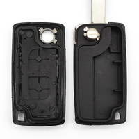 Carcasa de Llave Plegable de 2 Botones para Coche, Cubierta de Llave HU83 CE0523 (sin Soporte para Batería) con Anillo Metálico