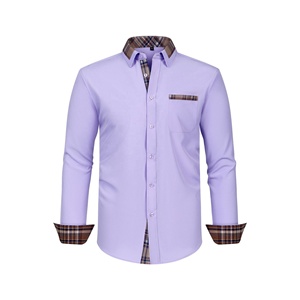 slim fit dress slacks Comfort Stretch Non-Iron Stripe Dress Shirt With Contrast Trim - Purple main image 0