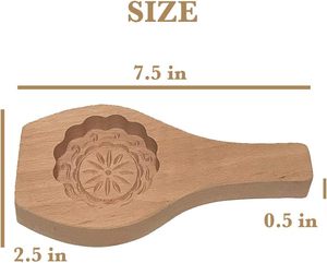 Moule à gâteau de lune en bois personnalisé, solide et durable, pour le Festival de la Mi-Automne, moule à fleurs pressées, emporte-pièces pour biscuits - Product Image 4