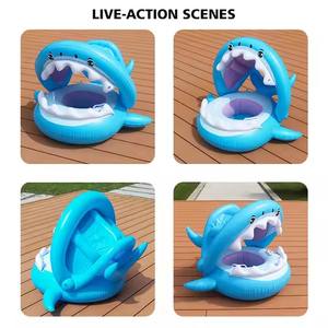 Flotador de Natación para Bebés, Asiento Flotante para Niños, Anillo de Natación de PVC para Niños con Toldo - Product Image 6