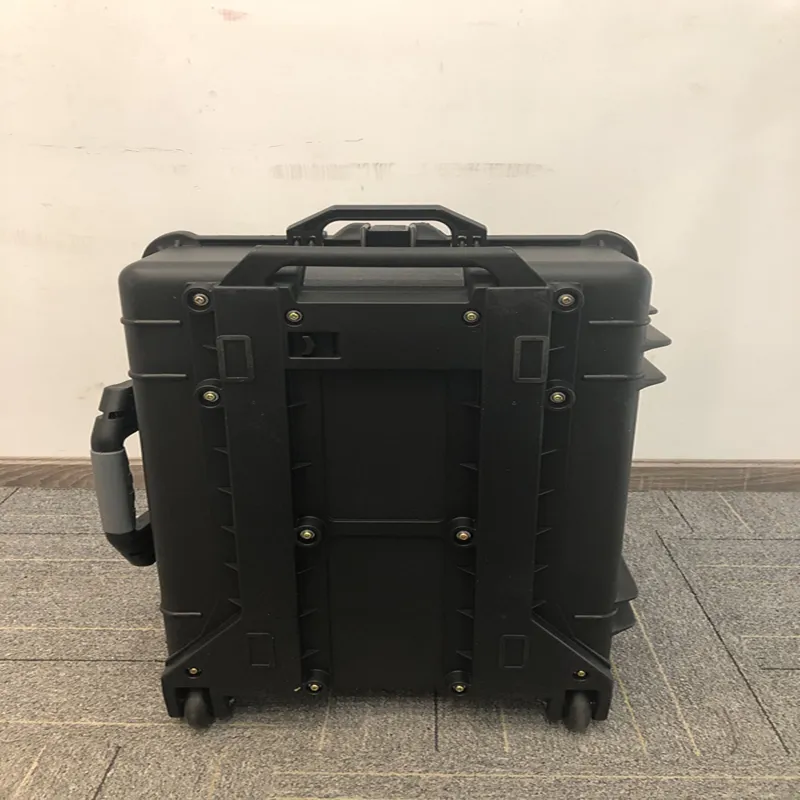 Di plastica dura trolley impermeabile custodia in plastica lotta/viaggi valigia di rotolamento box tool case con ruote e schiuma