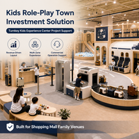 Centre Commercial Intérieur Mini Ville de Jeu d'Imitation avec Comptoirs, Maisons en Arche et Routes, Service d'Installation Familial OEM ODM