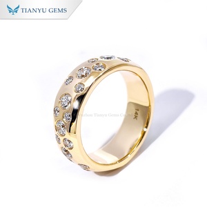 Bague d'éternité personnalisée TIANYU GEMS en or 14 carats plaqué or, sertie de diamants, taille brillant rond, unisexe, de luxe, pour mariage - Product Image 2
